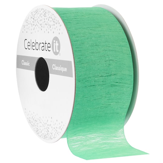 1.5" x 3yd. Green Thread Sheer Ribbon by Celebrate It™